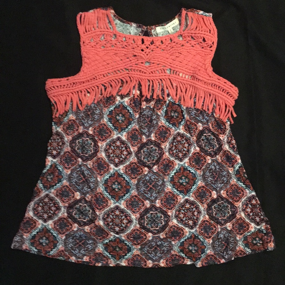 Retrology pattern tank top with croche/fringe (a bit boho!)